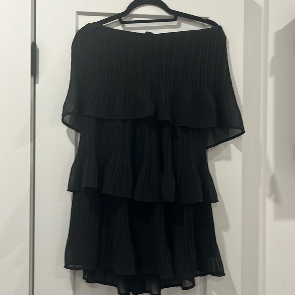 Black strapless ruffle dress